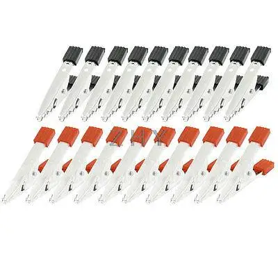 

20 Pcs Insulated Alligator Clips Test Lead Crocodile Clamps Black Red 2.7