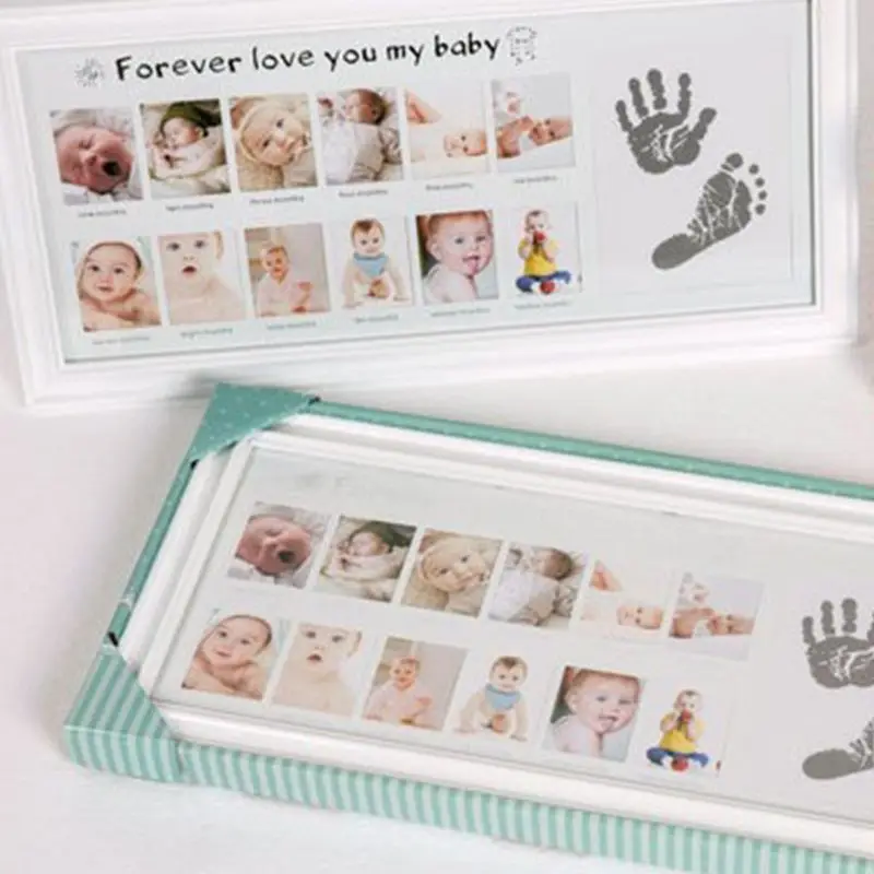  1PC Baby Growth Hands and Feet Footprints Desktop Photo Frame Newborn 12 Months Creative Wall Hangi