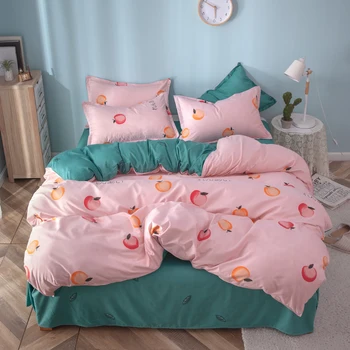 

Pink Duvet Cover pillowcases 3pcs 220x240，Comforter Bedding Sets King Size，Fruit pattern135x200 child quilt cover,Bed Cover 2020