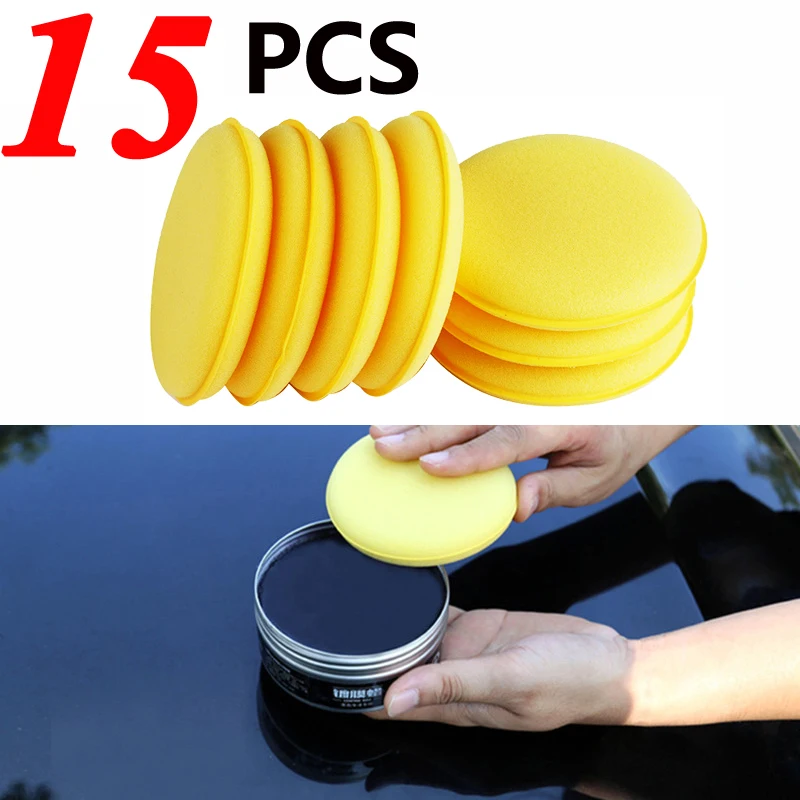 15PCS Car Foam Sponge Wax Applicator Round Polishing and Waxing Detailing Cleaning Tools Supplies | Автомобили и мотоциклы