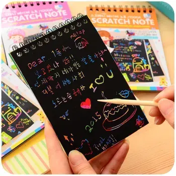 

Creative magic scratch sketchbook DIY drawing spiral binder notebook Kawaii diary for graffiti Cute notepad Stationery