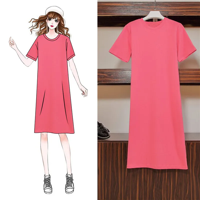 plus size pink t shirt dress