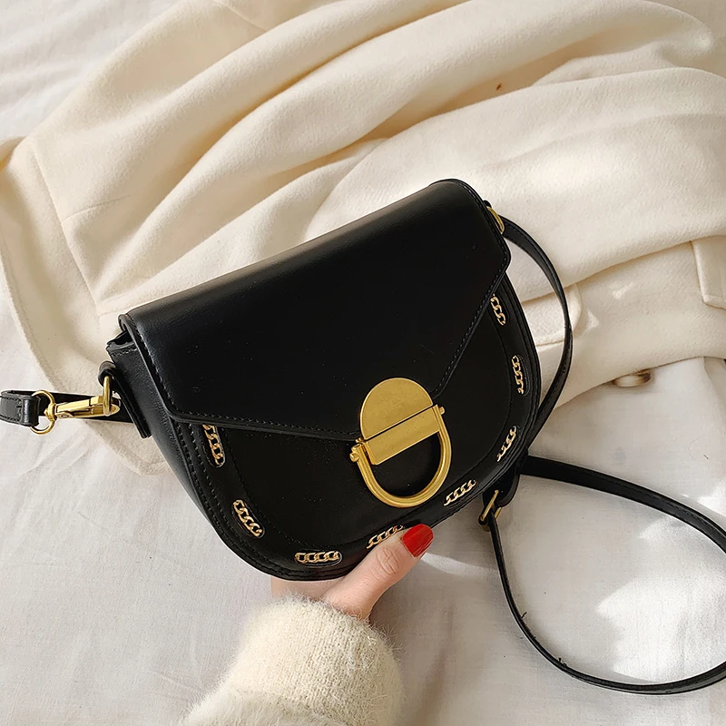 

Vintage Crossbody Bags For Women 2020 New Fashion chain Female Small Saddle Bag Leather Shoulder Bag Luxury Women Bag Designer