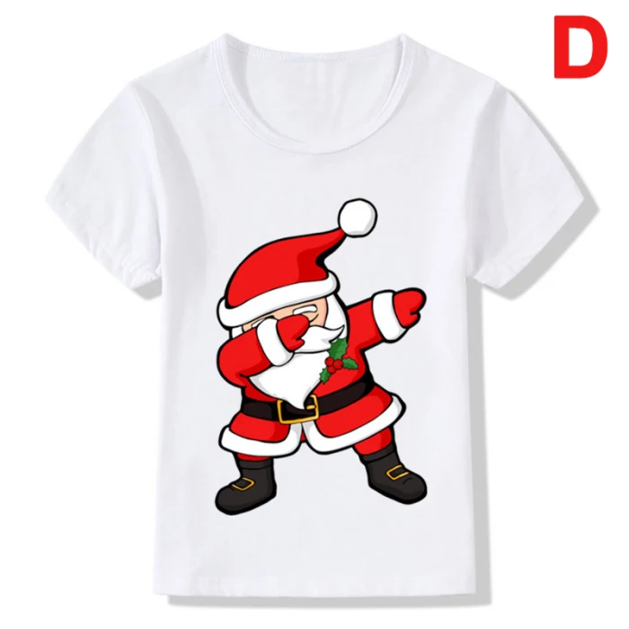 Детская футболка с короткими рукавами и круглым воротником с Санта-Клаусом, топ с рисунком на лето, SAL99