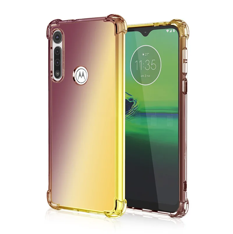 Силиконовый мягкий чехол с градиентом для Motorola Moto G8 Play G8 Plus ONE MACRO E6 Play E6 Plus, противоударный чехол на заднюю панель, защитный чехол