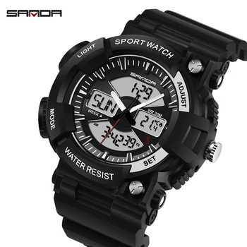 

SANDA Fashion Sports Style Digital Watch Temperature Measurement Military Waterproof LED Electronic Watches Relogio Masculino