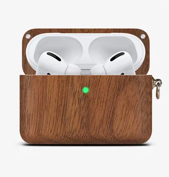 

2019 Natural 6 Kinds Of Wooden Case For Airpods Pro Handmade Walnut Rosewood Pure Wood Bamboo Protective Cover With Key Ring