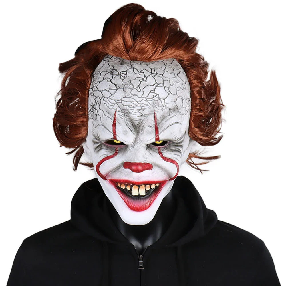 

Horror Joker Pennywise Mask Cosplay Scary Clown Stephen King It Latex Masks Helmet Halloween Masquerade Party Costume Props