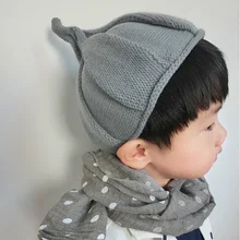 Детские Шапки вязаный свитер для маленьких девочек кепки для Мальчиков Шапка Симпатичные остроносые детская вязаная шапка зима теплая детская шляпа модная Кепки для детей Baby muts