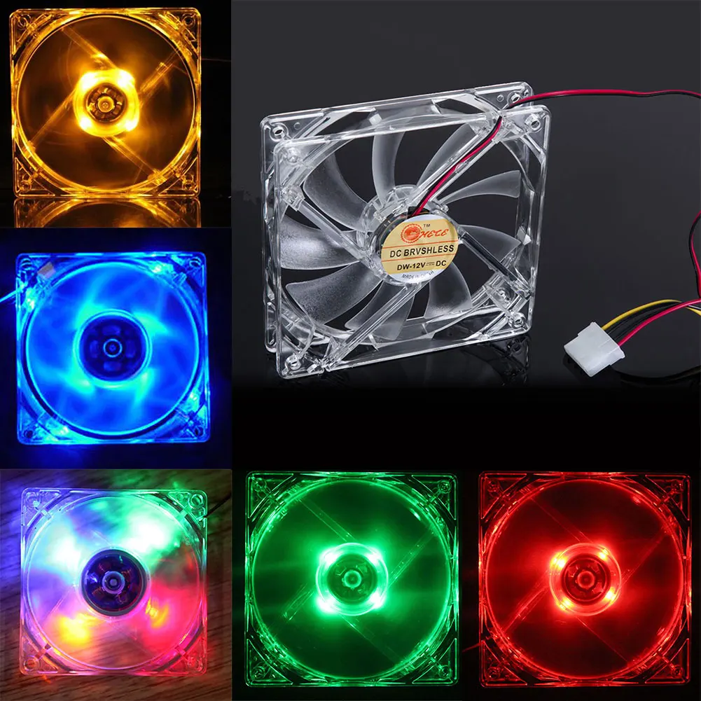

Computers Tech &Amp; Gadgets Lights Led Full Colour Color Yellow Cooling 120mm CPU Fan Light