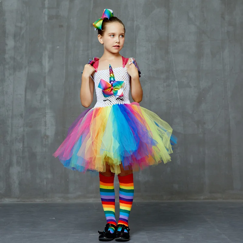 Set of Unicorn Rainbow Tutu Dress
