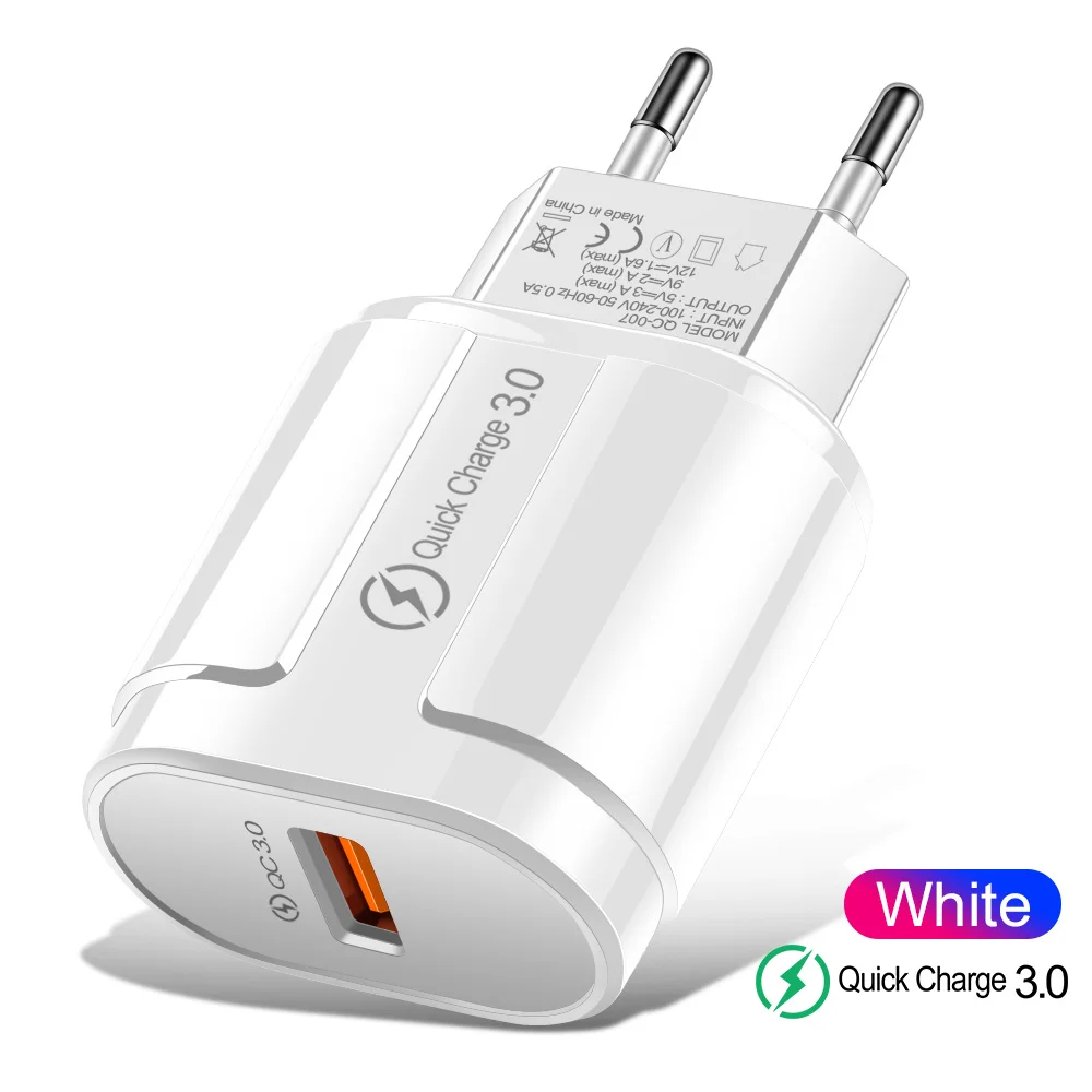 Udyr 3A Быстрая зарядка 3,0 USB зарядное устройство EU US UK настенное зарядное устройство для мобильного телефона для iPhone Xr samsung Xiaomi QC3.0 Быстрая Зарядка адаптер - Тип штекера: EU White