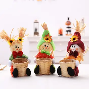 

Halloween Scarecrow Basket Desktop Decorations Autumn Thanksgiving Decoration for Halloween Party School Home Bar