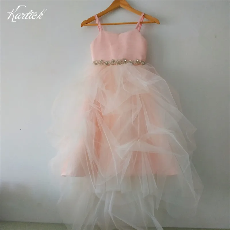 

New Flower Girl Dresses for Wedding Spaghetti Straps Little Girls Kids/Child Dress First Communion Party Pageant Gown with Train