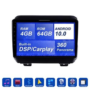 

360 Camera 4G+64GB 9 Inch Android 10.0 Car Multimedia player For Jeep Wrangler 2018 2019+ radio audio stereo GPS navi head unit