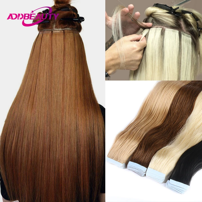 Addbeauty Tape In Human Hair Extensions Straight Remy Hair Fusion 613 Blonde Light Brown Natural Black 2 5g Strand 20pcs Pack Aliexpress