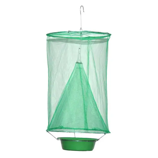 Reusable hanging folding reusable fly insect trap cage net fly catcher killer cage bait storage pot pest control garden supplies