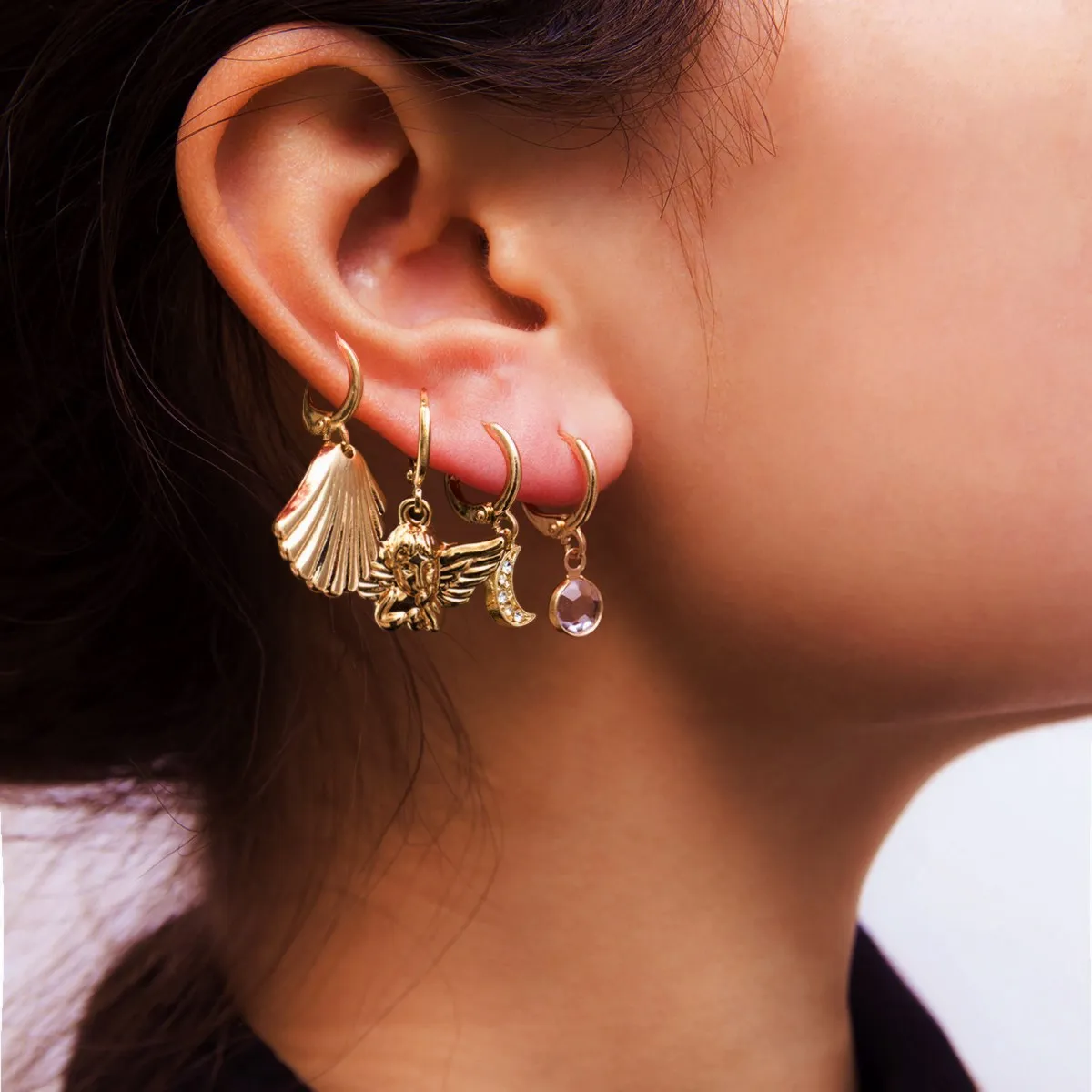

Retractable Earrings Sea Animal Piercing Ear Earrings for Women Tragus Conch Screw Fahion Clip Earrings Elegance Female Jewelry