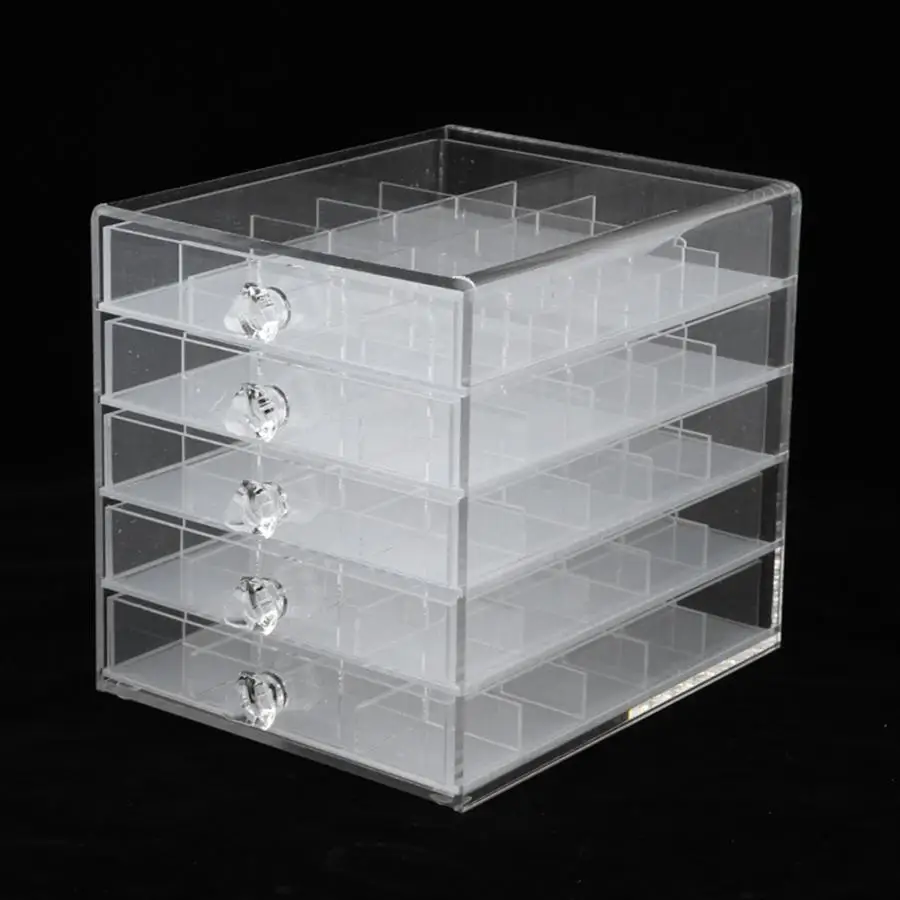 

3 Layers 100 Grid Acrylic Detachable Storage Box Transparent Practical Nail Jewelry Display Case Showing Shelf