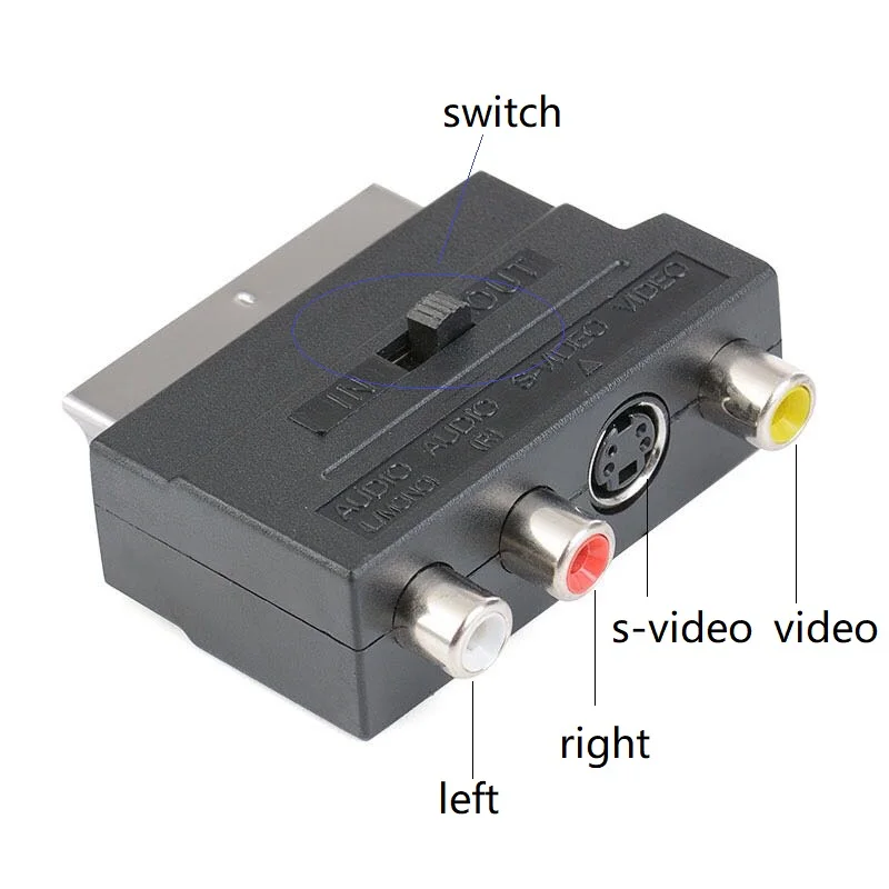 Хорошее качество 21 штырь SCART штекер для 3 RCA Женский S-Video AV ТВ аудио разъем Scart