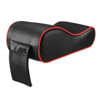 

PU Leather Car Armrest Pad Memory Foam Universal Auto Armrests Covers with Phone Pocket for BMW/Audi/Honda:Black & red