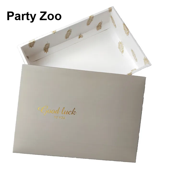 100 x Upscale Stamping Egg-Yolk Gift Box New Gray Good Luck Moon Cake Nougat Boxes Holder With Feather Handmade Bag