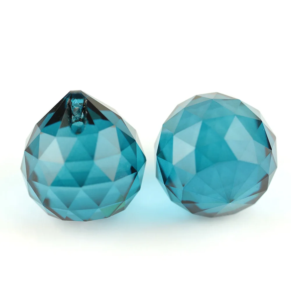 ZIRCON BLUE Блестящие 20 шт AB, красные, розовые, синие 30 мм Хрустальные Граненые Шарики стеклянные подвесные люстры шары, запчасти хрустальной люстры для освещения - Цвет: ZIRCON BLUE