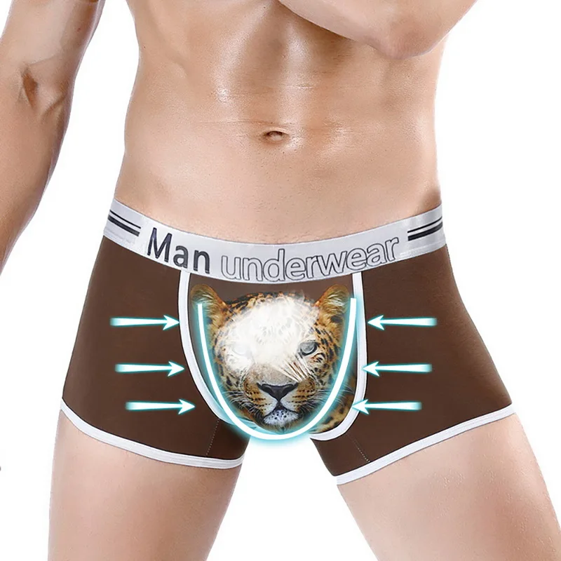 Модное мужское нижнее белье с 3D принтом в виде тигра, боксеры Cueca Masculina, сексуальное качественное нижнее белье, дышащие мягкие боксеры