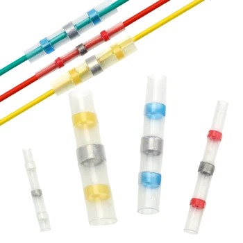 

NICEYARD 10/50Pcs Terminal Block Welding Solder Seal Sleeve Solder Ring Heat Shrinkable Terminal Mixed Heat Shrink Connector