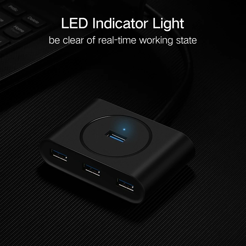 USB 3,0 концентратор 4 порта usb-хаб разветвитель для Macbook ноутбука ПК компьютера HDD черный