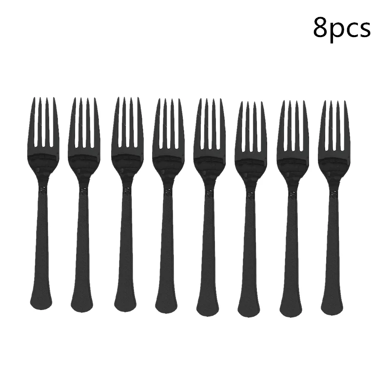 Forks 8pcs Одноразовая посуда набор для 21 30 40 50 60st olds День Рождения украшения для взрослых баннер флаг бумажные чашки принадлежности для бумажных табло - Цвет: Forks 8pcs