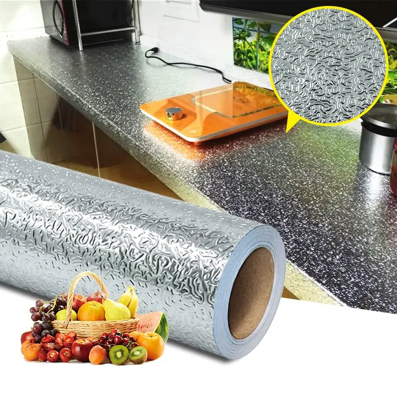 

Kitchen Oil Proof Waterproof Sticker Stove Aluminum Foil Covers Self Adhesive Wallpapers Household Cabinet DIY Decor Tools