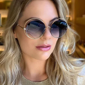 

MIZHO 2020 Festival Metal Frame Eyewear Gradient Sunglasses Women Round Vintage Brand Designer High Quality UVa Eyeglasses Mujer