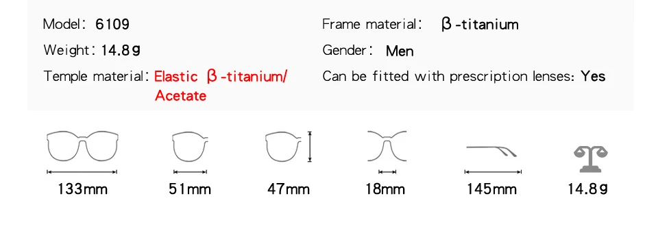 ≥- Титановая мужская оправа для очков, модные круглые очки, оптическая Корейская Ретро Прозрачная оправа для очков по рецепту#6109