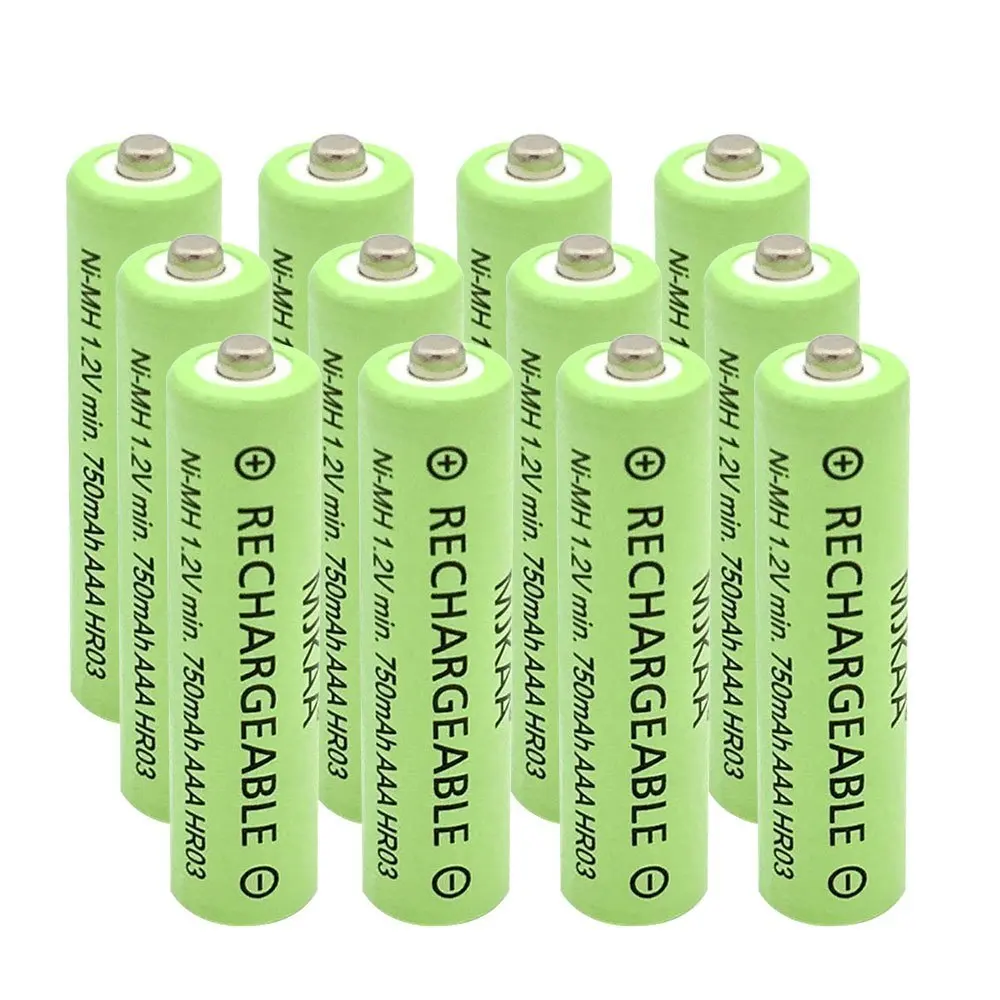 12 шт. AAA (не AA) аккумуляторная батарея Высокая производительность 1 2 V 750mAh ni-mh