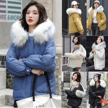 

2019 News Women's Fashion Solid Winter Warm Thick Solid Outerwear Hooded Windbreaker Warm Coat Jacket Overcoat Outwear