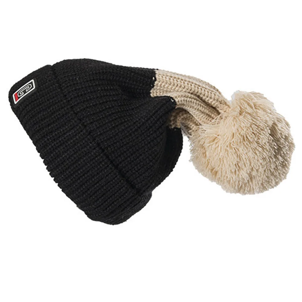 Женская зимняя шапка, бархатная двухцветная шерстяная вязаная Лыжная шапка с черепом, шапка с ворсом, женская шапка Sombrero