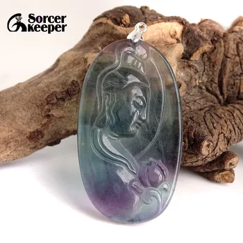 

Real Hand-carved Natural Multicolor Rainbow Fluorite Crystal Gem Stone Pendant Beads for Jewelry Making DIY Jewellery BD165