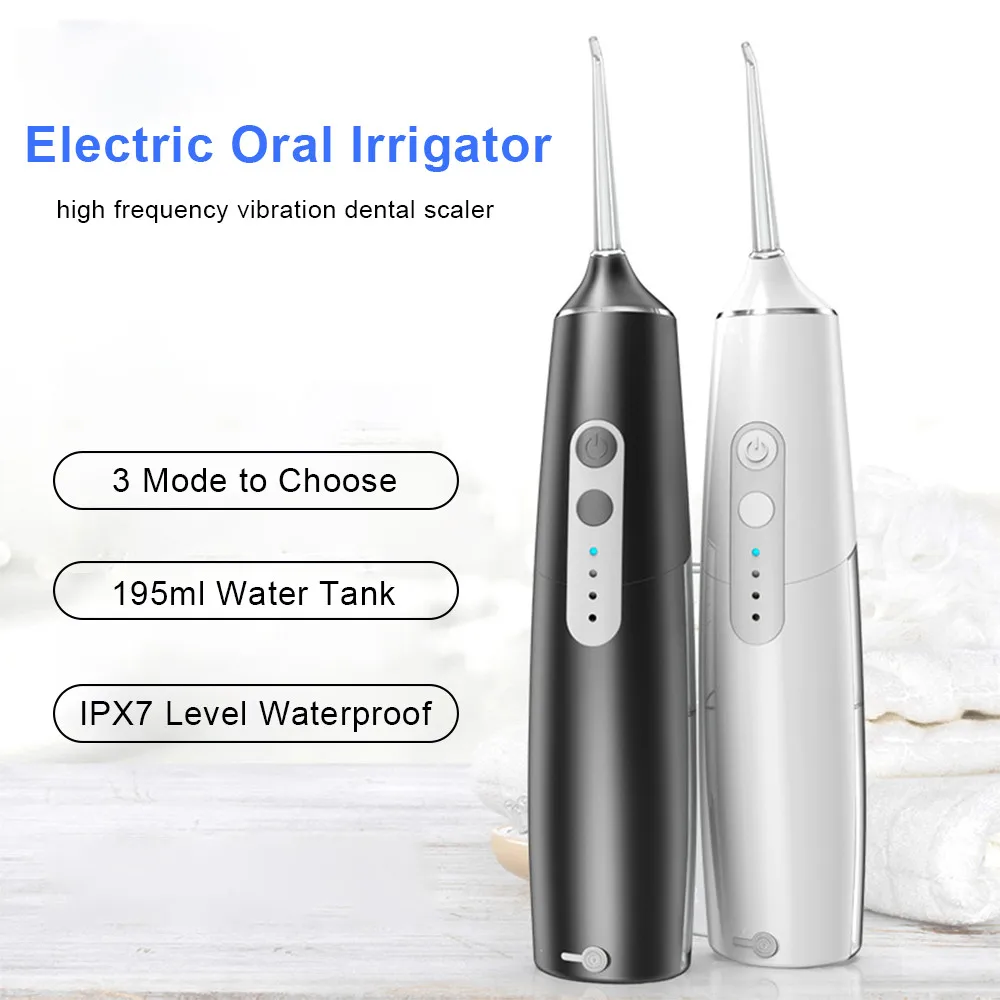 

Electric Oral Irrigator Dental Scaler Portable 195ml Water Flosser Adult Rechargeable Teeth Stains Cleaner Tool IPX7 Waterproof