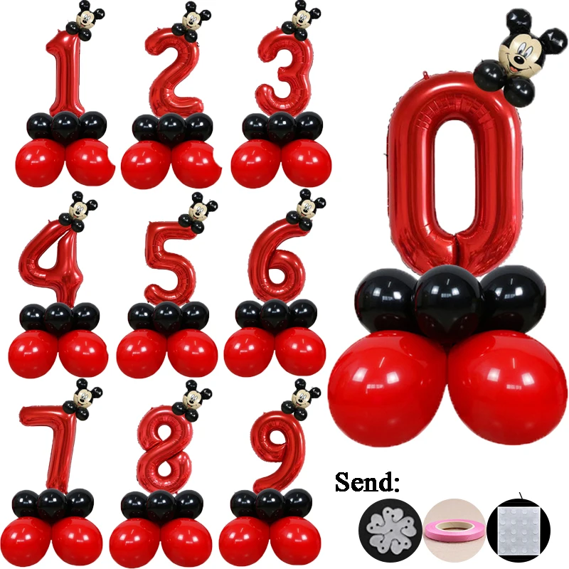 

20pcs Red Mickey Minnie Mouse Children Shower Birthday Anniversary Latex Aluminum Balloon Party Party Decoration Set Supplies