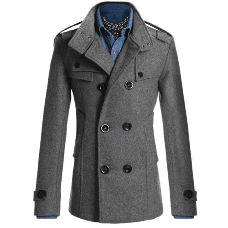 

New Mens Winter Jackets and Coats Mens Winter Jackets and Coats England Style Solid Double Breasted Vintage Outwear Windbreaker