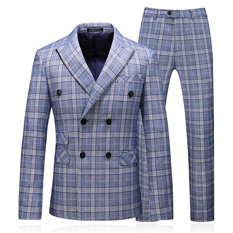 

Men Plaid Business Casual Suit + Pants + Vest Three-Piece Set, High Quality Classic male Suit/Double-Breasted Fashion Suit Groom