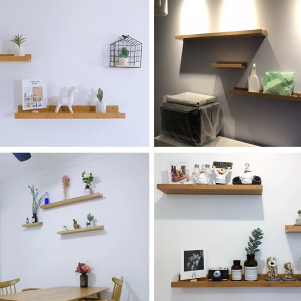 Kitchen Floating Shelves Wall Mounted Wooden Rack Decor for Room, Kitchen Storage and Display, DIY Hanging Shelves