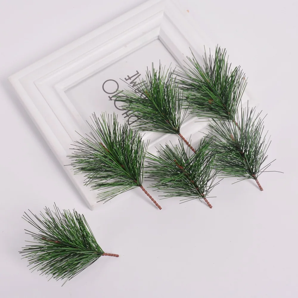 5 pieces of green artificial pine needle artificial plant fake flower handmade DIY Christmas home decorations