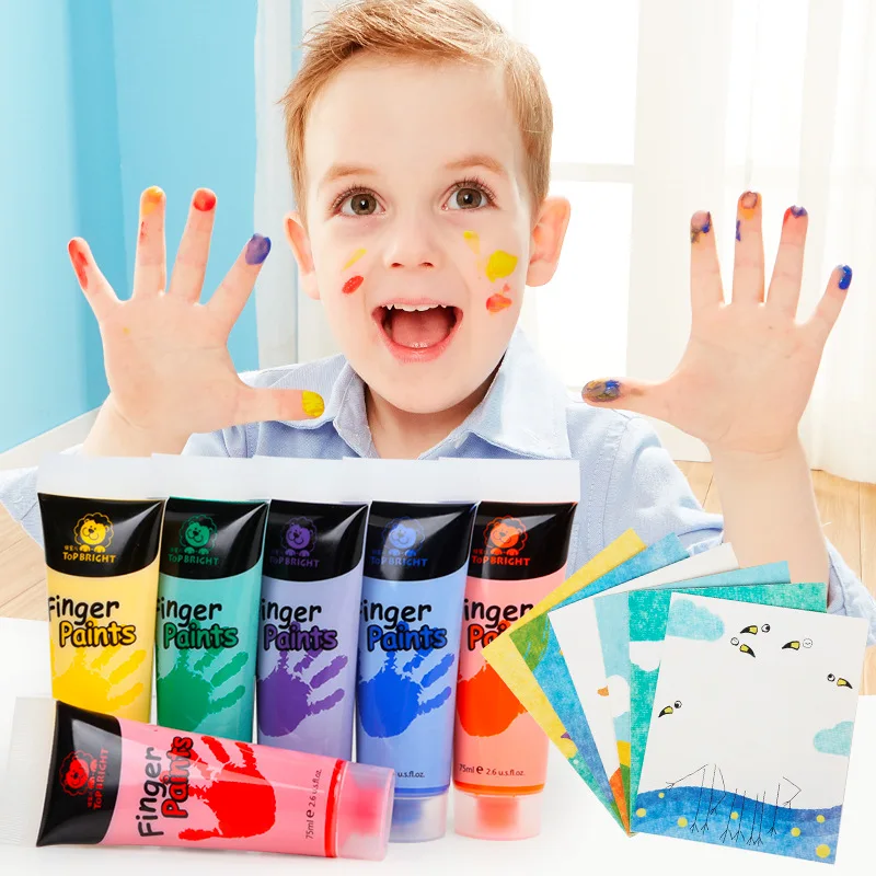 

TOPBRIGHT Children-Washing Painting Pigment Baby Graffiti Suit Handprint Painting 6 Color Finger Painting