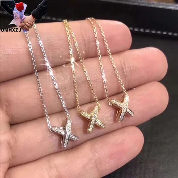 

OMHXZJ Wholesale NA395 European Fashion Woman Girl Party Birthday Wedding Gift Cross AAA Zircon 18KT White Rose Gold Necklace