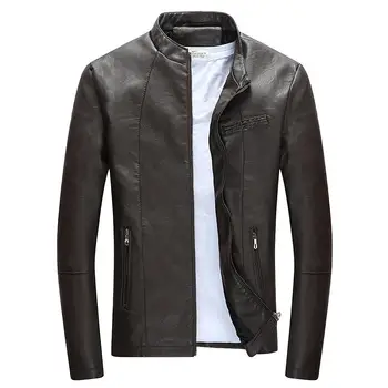 

Autumn Winter Men's Casual Zipper PU Leather Jacket Motorcycle Leather Jacket Men Leisure Clothing Men's Slim Leather Jacket
