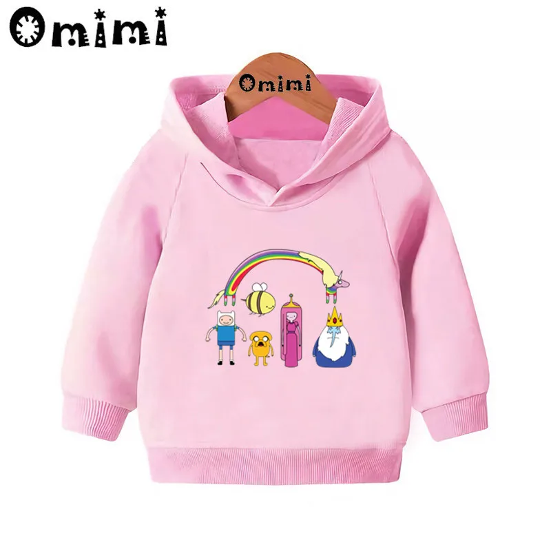 Adventure Time Finn& Jaker/милые свитшоты; детские толстовки с капюшоном; крутой пуловер для малышей; топы для девочек и мальчиков; осенняя одежда; KMT5200 - Цвет: Pink-5200P
