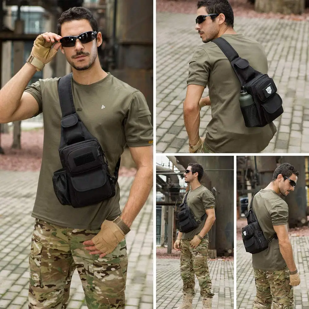 Outdoor USB Men Chest Bag Waist Sling Bags Tactical Sling Bag Crossbody Pack Mini Military Shoulder Backpack