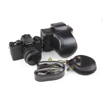 

Luxury PU Leather Camera Bag For Fujifilm Fuji XT100 XT-100 Body Protective Base Case With Battery Opening+Strap